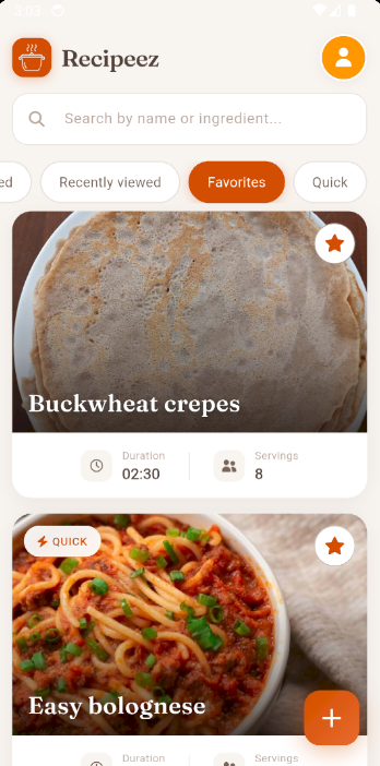 Recipeez app screenshot